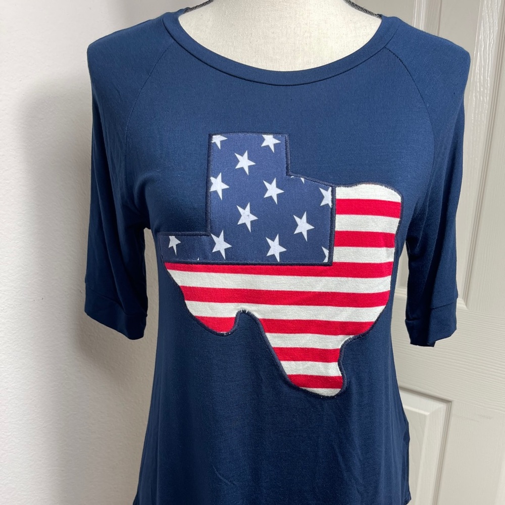 3/4 sleeve Texas America shirt red white & blue